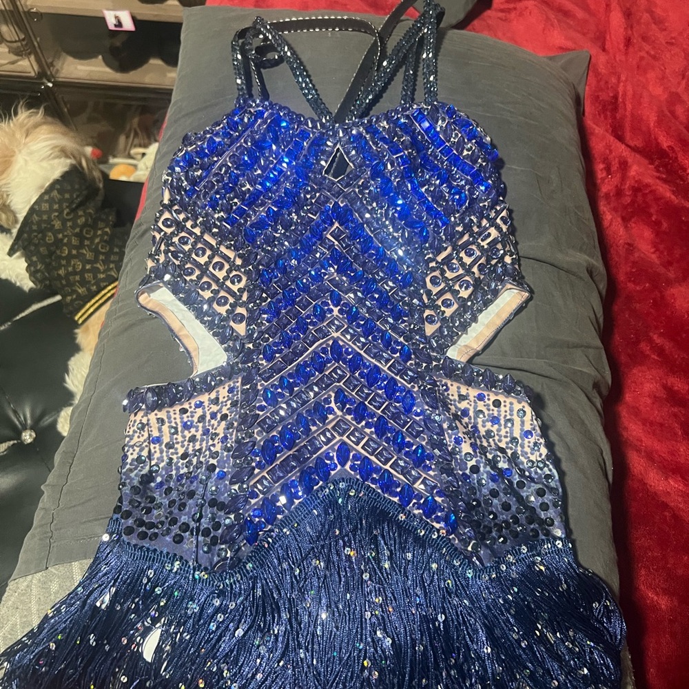Blue Sequin Embellished Bodycon Dress